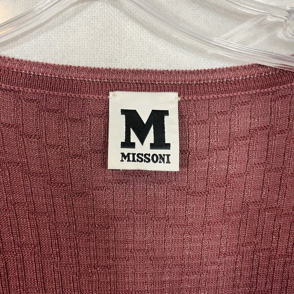 Missoni Red Knit Chevron Long Sleeve Scoop Neck Dress Merino Wool Blend Size 4 - Picture 6 of 10